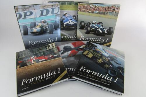 FORMULA 1: Six volumes of 'Formula 1 In Camera' by Paul Parker. Years 1950-59 to 1980-89.