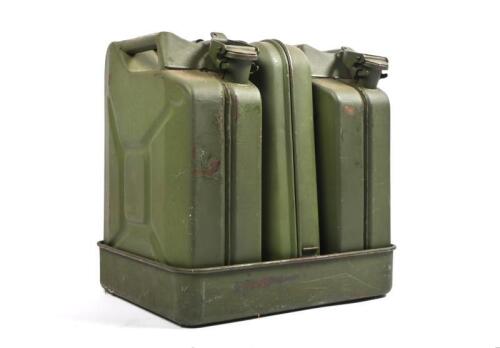 JERRYCANS: A grouping of Kraftstoff&nbsp;5-Litre jerry can group in fitted tray and clipping mechanism.