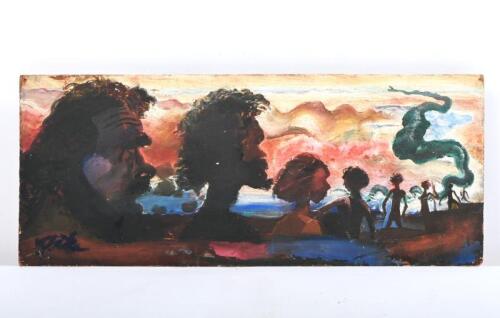 HARALD VIKE: A Group Portrait of Indigenous Australians 1965, oil on board, signed Vike