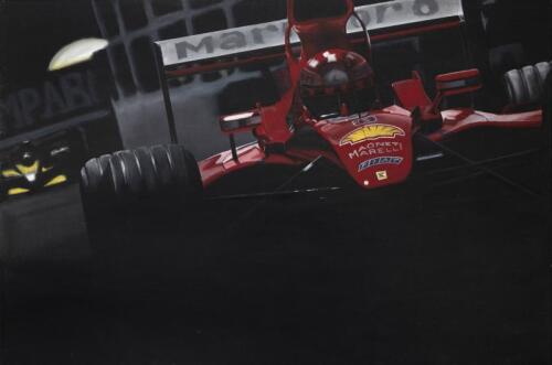 FERRARI: An original 2003 artwork, titled 'HERE WE GO!', 100cm high, 150cm wide
