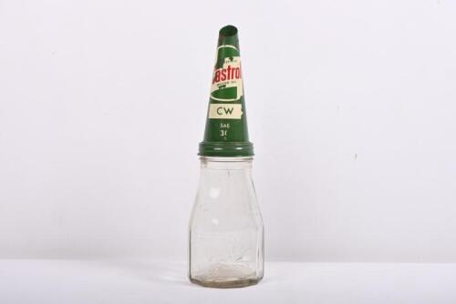 CASTROL: A one imperial pint embossed Castrol/Wakefield glass bottle with&nbsp;'Wakefield Castrol' CW SAE 30 tin top