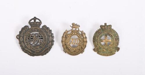 MILITARY BADGES: Three Australian cap badges. Australian Engineers, Australian Infantry Regt. & Victorian Volunteer Cadet Corps