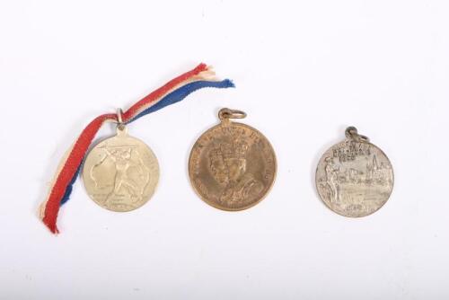 MEDALLIONS: Three Australian commemorative medallions. Centenary of Victoria 1934, 1937 Victorian issue Coronation and a 1945 Victory medal