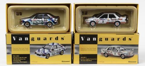 FORD: Two Limited Edition Ford Vanguards 'Motorsport' models in 1:43 scale. Ford Sierra Sapphire Cosworth 4x4 as raced to victory in the 1991 Ulster Rally (VA11004) L.E '0087' of 2300 & Ford Escort Mk3 RS 1600i from 1985 British Saloon Car Championship, 1