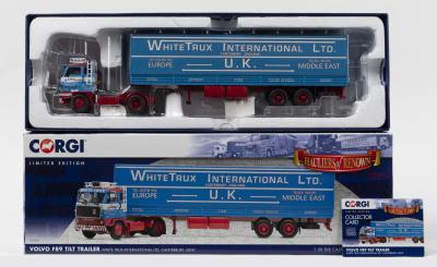 VOLVO: A Limited Edition CORGI 1:50 scale VOLVO F89 TILT TRAILER in 'WHITE TRUX INTERNATIONAL LTD' livery (CC15601). Numbered '0607' of 1000