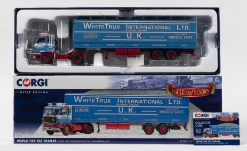 VOLVO: A Limited Edition CORGI 1:50 scale VOLVO F89 TILT TRAILER in 'WHITE TRUX INTERNATIONAL LTD' livery&nbsp;(CC15601). Numbered '0607' of 1000