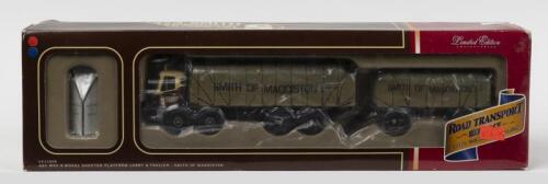 AEC: A Limited&nbsp;Edition CORGI 1:50 scale AEC MKV 8 WHEEL SHEETED PLATFORM LORRY & TRAILER (CC11505), 'SMITH OF MADDISTON' livery. Numbered '0330' of 2,400 produced