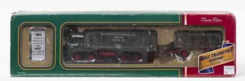 LEYLAND: A Limited&nbsp;Edition CORGI 1:50 scale LEYLAND OCTOPUS SHEETED PLATFORM LORRY & DRAWBAR TRAILER&nbsp;(CC10601), 'ROAD SERVICES (CALEDONIAN) LTD' livery. Numbered '0303' of 2,600 produced