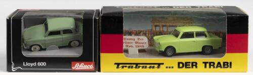 GERMAN CARS: Two 1:43 scale German cars. VITESSE&nbsp;'Trabant ... DER TRABI' & Schuco Lloyd 600 (0 2082)