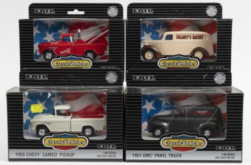 CHEVROLET: Four 1:43 scale ERTL&nbsp;Chevrolet model trucks. Chevy Trucks, Pickup & Wrecker