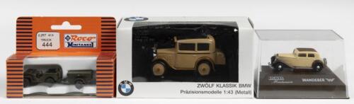 ASSORTED MODELS: Three small scale models. Wanderer, Jeep & BMW Dixi