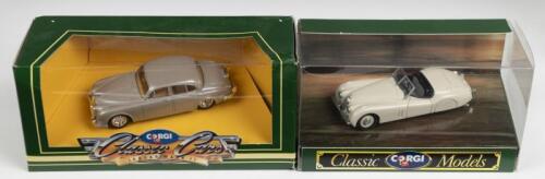 JAGUAR: Two CORGI 1:43 scale Jaguar models. 1959 Jaguar Mark II in silver (D700/4) & Jaguar XK120 Open Top (96040)