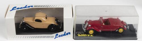 CITROEN: Two Citroen models in 1:43 scale. Leader CITROEN- TRACTION AVANT FAUX CABRIOLET 1937 (2150) & verem&nbsp;Citroen Cabriolet (REF. 1001)