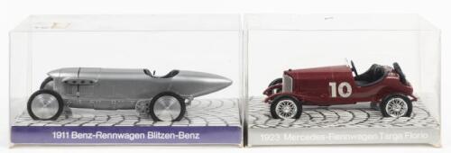 MERCEDES-BENZ: Two 1:43 scale German made Mercedes-Benz models. 1911 Benz-Rennwagen Blitzen-Benz & 1923 Mercedes-Rennwagen Targa Florio