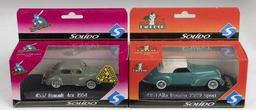 EUROPEAN CARS: Two 1:43 scale SOLIDO&nbsp;L'AGE D'OR European car models. Alfa Romeo 2500 sport (4161) & Renault 4cv 1954 (4537)