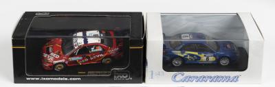 SUBARU: Two 1:43 scale Subaru WRX models. ixo MODELS SUBARU IMPREZA WRC as raced by K.Solberg-K.Lindstrom in the 2006 Rally Sweden (RAM234)