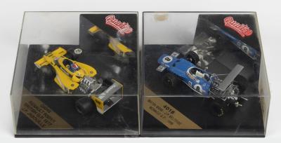 FORMULA 1: Two Quartzo 1:43 scale Formula 1 models.  MATRA MS80 as raced by J.P. BELTOISE at 1969 Monaco Grand Prix (4018) & RENAUT RS01/1 as raced by J.P.JABOUILLE at 1977 British Grand Prix (Q4048)