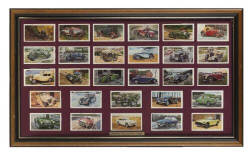 M.G: A collage of 'ORIGINAL COLLECTOR CARDS', Series of 28, depicting a variety of M.G models from 'OLD NUMBER ONE (1923/25') - 'MGB (1975/80)'