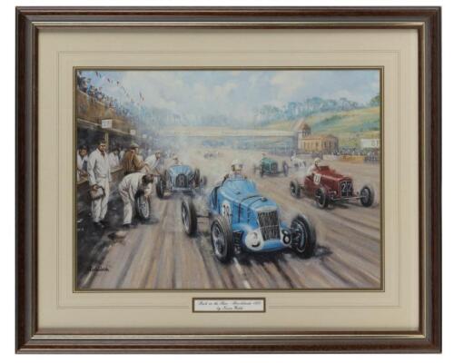 BROOKLANDS: A print by Kevin Walsh - 'Back in the Race - Brooklands 1935'