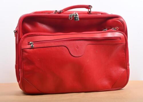 FERRARI CARRY BAG: A red leather Ferrari schedoni&Acirc;&nbsp;shoulder bag