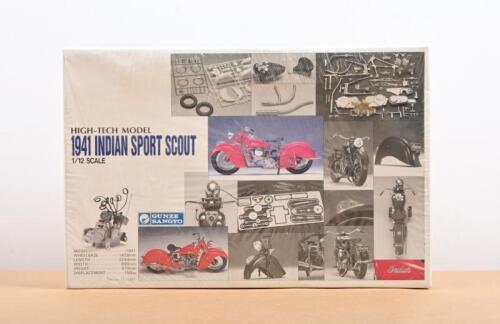 INDIAN SPORT SCOUT: A sealed 1:12&nbsp;scale GUNZE SANGYO&nbsp;1941 INDIAN SPORT SCOUT (G-624:5500) plastic model kit