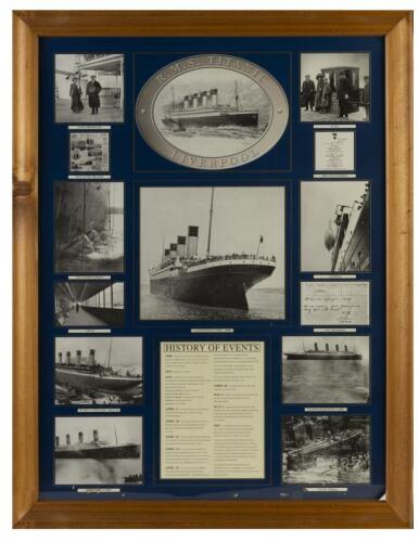 POSTER: A Large R.M.S. Titanic Poster 68cm x 88cm Wood Framed & Glazed