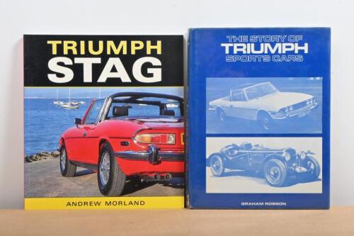 TRIUMPH: Two books in both hardcover and softcover format detailing Triumph motor cars. 'THE STORY OF TRIUMPH SPORTS CARS' hardcover book by Graham Robson