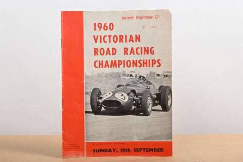 VICTORIAN ROAD RACING: An original '1960 VICTORIAN ROAD RACING CHAMPIONSHIPS, SUNDAY 18th SEPTEMBER' Souvenir Programme. As promoted by Australian Motor Racing Publications