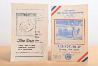 ROB ROY: Two ROB ROY 1956 VICTORIAN Hill Climb Championship Official Programmes. 'VICTORIAN Hill Climb Championship for 1956, FIRST MEETING - ROB ROY, No 39, Sunday, 29th April' & 'Victorian Hillclimb Championship, SECOND EVENT - ROB ROY 41, Tuesday, Nove - 2