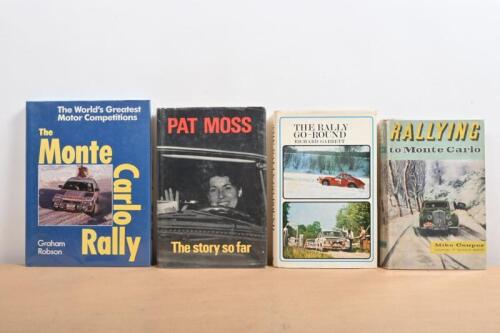 RALLYING: Four hardcover books detailing the sport of rallying. First Edition copy of 'RALLYING to Monte Carlo' by Mike Couper