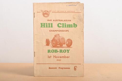 ROB-ROY: An original '1949 AUSTRALIASIAN Hill Climb CHAMPIONSHIPS ROB-ROY, 1st November 1949' Souvenir Programme