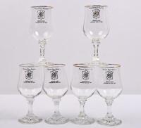 M.G CAR CLUB: A set of six 'MG CAR CLUB' wine glasses commemorating Amaroo Park January 28 & 29 1989