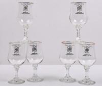M.G CAR CLUB: A set of six 'MG CAR CLUB' wine glasses commemorating Amaroo Park January 28 & 29 1989 - 2