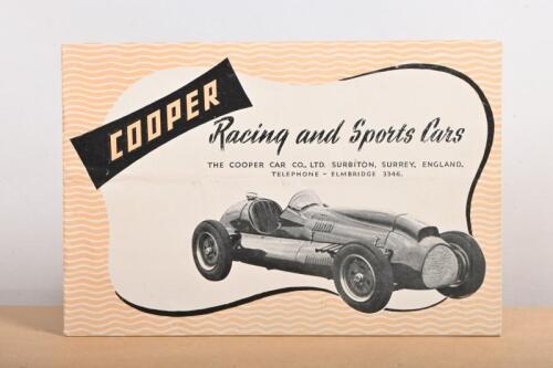 COOPER: A circa 1950's 'COOPER - Racing and Sports Cars' booklet. Details Cooper racing cars. COOPER-BRISTOL 2-Litre Single Seater references and cut-away diagram