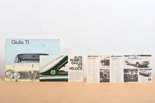 ALFA ROMEO: Four Alfa Romeo sales brochure items. 1964 'Giulia TI' & 'ALFA ROMEO GIULIA GT VELOCE' colour sales brochures