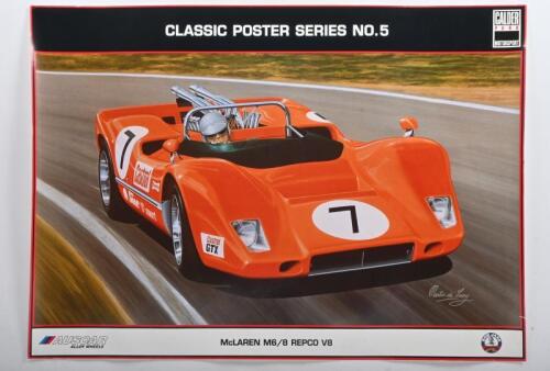 McLAREN: A Martin de Lang poster from the CLASSIC POSTER SERIES NO.5 depicting a McLaren M6/8 REPCO V8 as raced by Bob Jane
