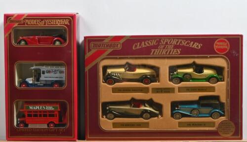 MATCHBOX: Two Limited Edition Matchbox Models of Yesteryear sets. Three piece 'LIMITED EDITION GIFT SET' comprising of Y11, Y25, Y23 & 'CLASSIC SPORTSCARS OF THE THIRTIES' set numbered '0393'