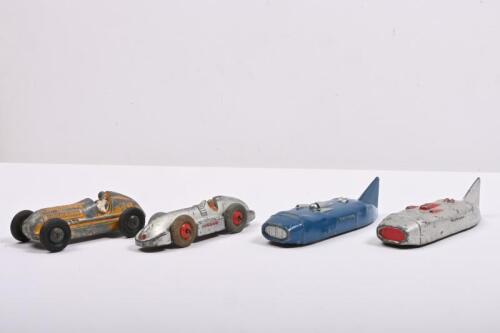 DINKY TOYS: Four Dinky Toys. Two No.23S Streamlined Racing Cars & Speed Of The Wind Land Speed Record Car