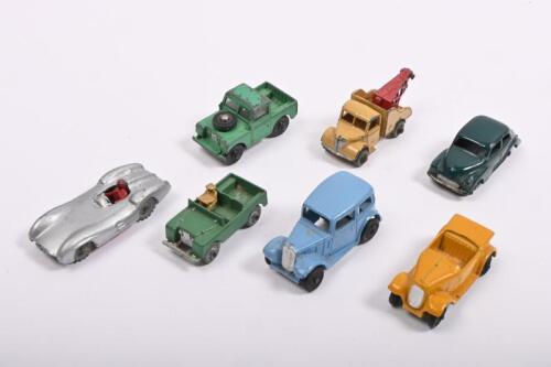BRITISH DIECAST: A collection of small scale vintage diecast. No.12A Matchbox Land Rover & BUDGIE Mercedes-Benz Racing Car