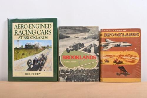 BROOKLANDS: Three hardcover books providing a history of Brooklands. 'AERO-ENGINED RACING CARS AT BROOKLANDS' by Bill Boddy