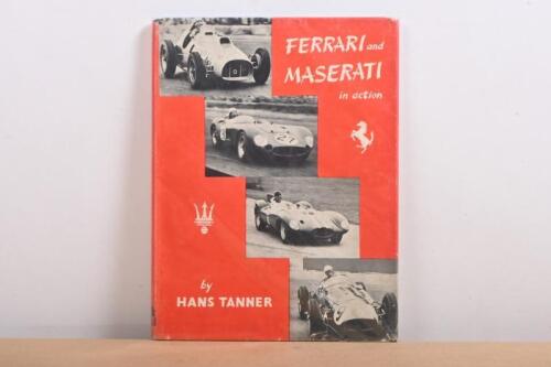 FERRARI/MASERATI: A small hardback book - 'FERRARI and MASERATI in action' by Hans Tanner