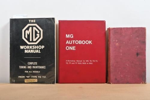 M.G: Three M.G Workshop Manuals. 'MG AUTOBOOK ONE - A Workshop Manual for MG, TA, TB, TC, TD, TF and TF 1500, 1936 to 1955' & 'THE MG WORKSHOP MANUAL - COMPLETE TUNING AND MAINTENANCE FOR ALL MODELS FROM "M" TYPE TO T.F' by W.E. BLOWER