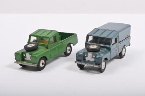 CORGI TOYS: Two CORGI TOYS LAND ROVER 109" W.B. Green and grey models