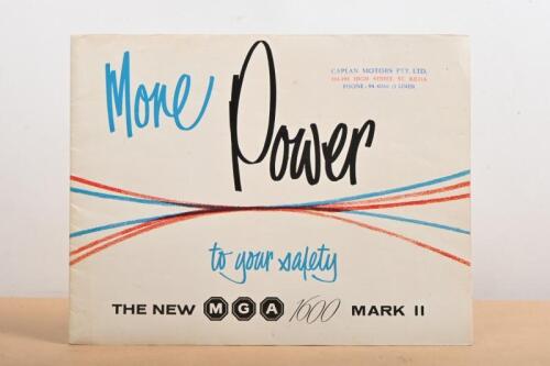 M.G: An original 1961 'More Power to your safety - THE NEW MGA 1600 MARK II' fold out sales brochure