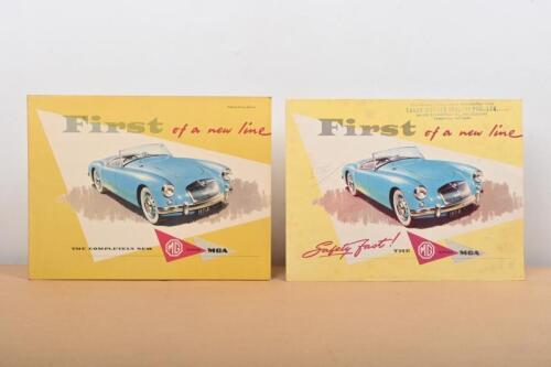 MGA: Two MGA fold-out sales brochures. Publication No.55.95 H.E & Publication No. H & E 57/73
