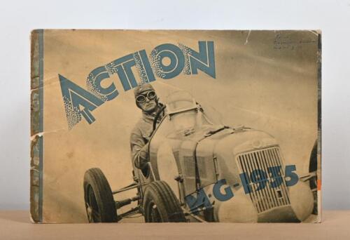 M.G: A 1935 issue of 'ACTION M.G-1935' booklet detailing M.G international racing accolades from the period