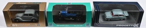 FIAT: Three 1:43 scale FIAT models by various model manufacturers. brumm 1948-49 FIAT berlina 1100 B (r64) & PROGETTO K Fiat Abarth 850 TC (PK 125)
