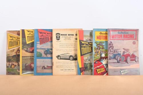 AUSTRALIAN MOTOR RACING: A group of 'Australian MOTOR RACING' YEAR BOOKS as produced by 'MOTOR MANUAL'S. Consecutive years 1950-51 (No.1) - 1956 (No.6)