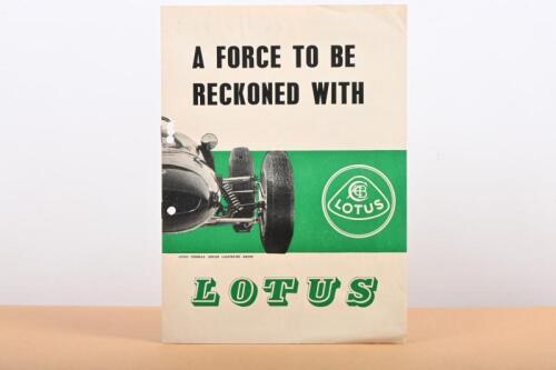 LOTUS: A circa 1960's LOTUS Organisation and Lotus model information brochure. As prepared for Australian market