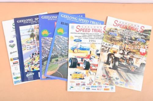 GEELONG: A group of 'GEELONG SPEED TRIALS' Official Programs from 1987 - 1988, 1990, 1992 - 1994